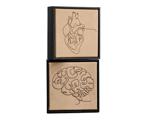 Jogo de Quadro Díptico Razão e Emoção Bordados, black | WestwingNow