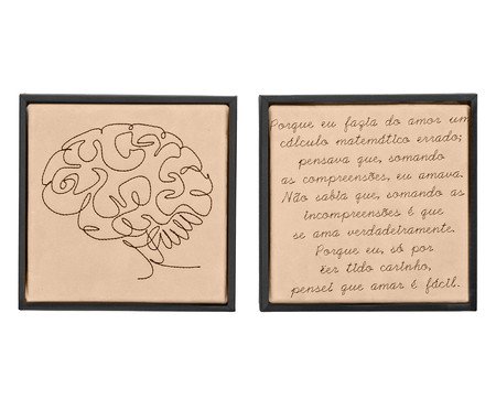 Jogo de Quadro Díptico Cérebro e Incompreensões Bordados | Westwing
