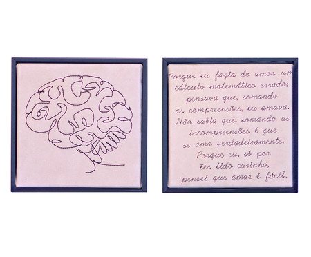 Jogo de Quadro Díptico Cérebro e Incompreensões Bordados | Westwing