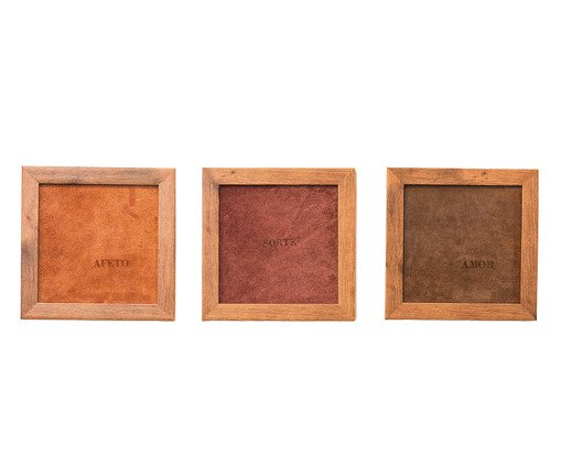 Jogo de Quadros Trio Tons De Afeto Afeto, Sorte e Amor, beige | WestwingNow