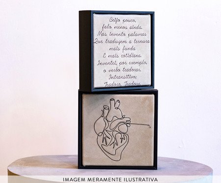 Jogo de Quadro Díptico Coração e Teadorar Bordados | Westwing