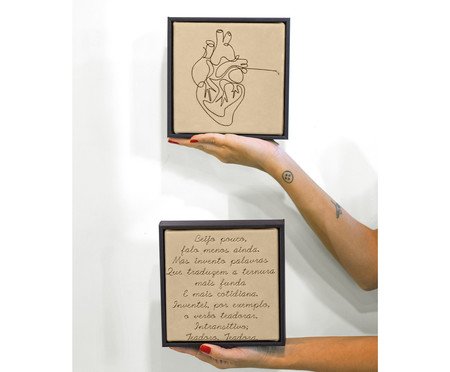 Jogo de Quadro Díptico Coração e Teadorar Bordados | Westwing