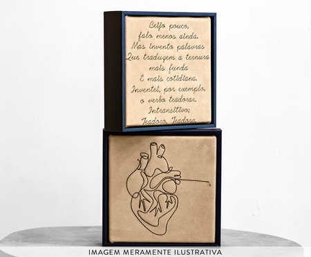Jogo de Quadro Díptico Coração e Teadorar Bordados | Westwing