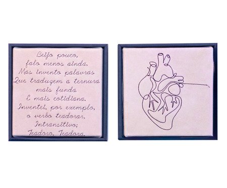 Jogo de Quadro Díptico Coração e Teadorar Bordados | Westwing