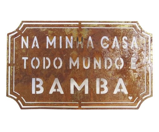 Placa Etiqueta Ferro - Na Minha Casa, Marrom | WestwingNow