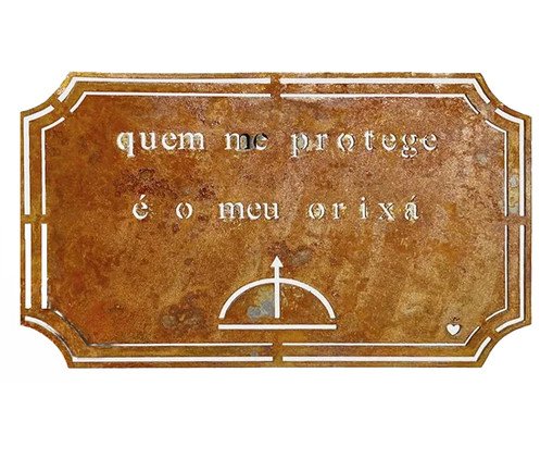 Placa Etiqueta em Ferro - Quem Me Protege é o Meu Orixá, Marrom | WestwingNow