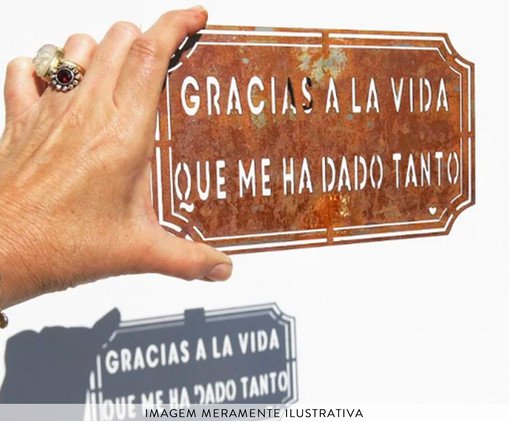 Placa Etiqueta Ferro - Gracias, Marrom | WestwingNow