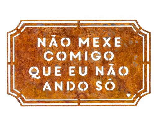 Placa Etiqueta Ferro - Não Mexe Comigo, Marrom | WestwingNow