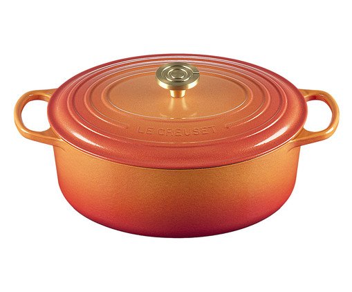 Panela Oval com Pegador Dourado Signature Flamme Dorée - 31cm, orange | WestwingNow