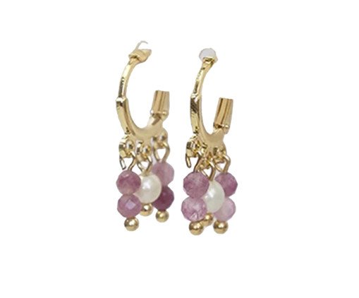 Argola Pedras Rosinha, Dourado | WestwingNow