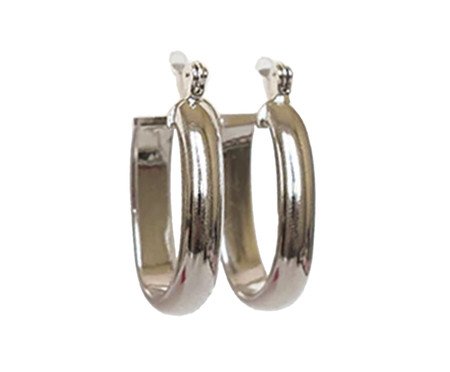 Argola Oval Reta Prateada | Westwing