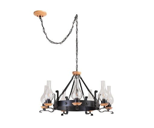 Lustre Oxford Castanho - 7 Lâmpadas, Preto | WestwingNow