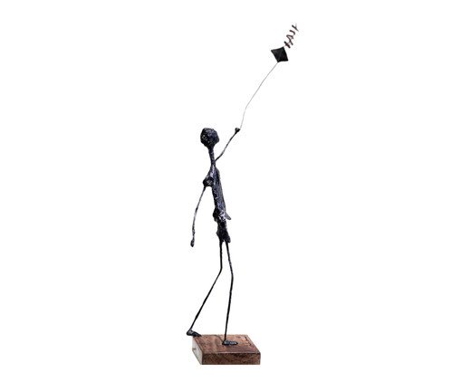Escultura O Menino e A Pipa Preto - Médio, Preto | WestwingNow