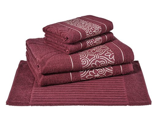 Jogo de Banho Taj Borgonha, multicolor | WestwingNow