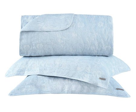 Jogo de Cobre-Leito Hanna Jacquard Azul | Westwing