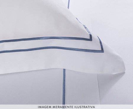 Jogo de Lençol Super Sublime Branco Azul Marinho | Westwing