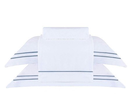 Jogo de Lençol Super Sublime Branco Azul Marinho | Westwing