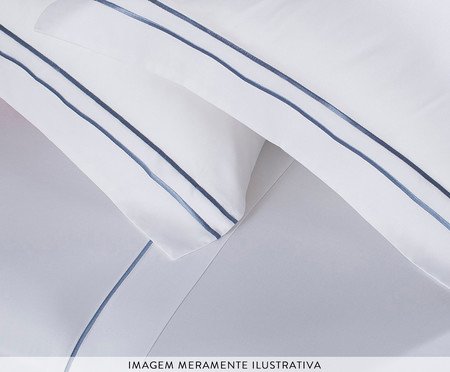 Jogo de Lençol Sublime Branco Azul Marinho | Westwing