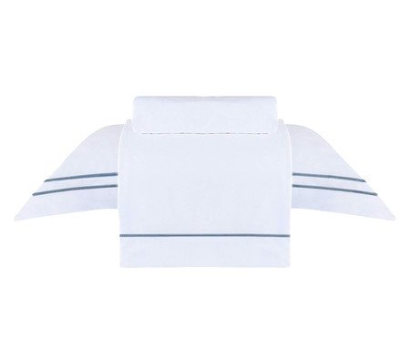 Jogo de Lençol Sublime Branco Azul Marinho | Westwing