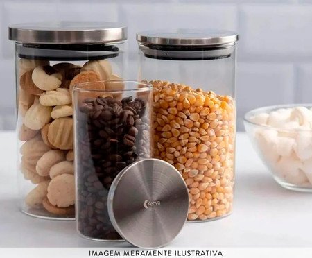 Pote de Vidro e Inox Kenya | Westwing