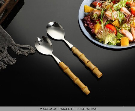 Jogo de Colheres para Salada Bamboo Natural Kenya | Westwing