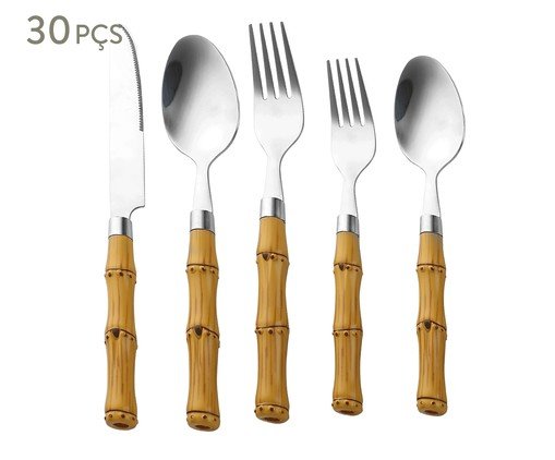 Faqueiro de Aço Inox Bamboo Kenya, beige | WestwingNow