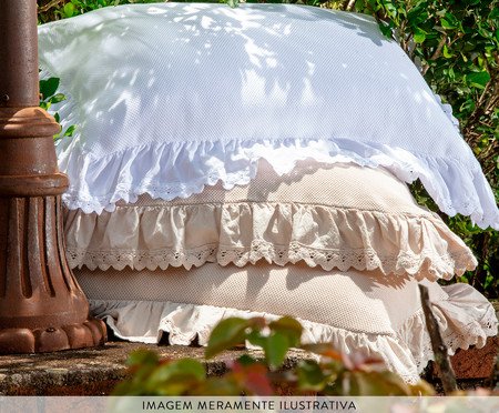 Capa de Almofada Jacquard Babado Branco | Westwing