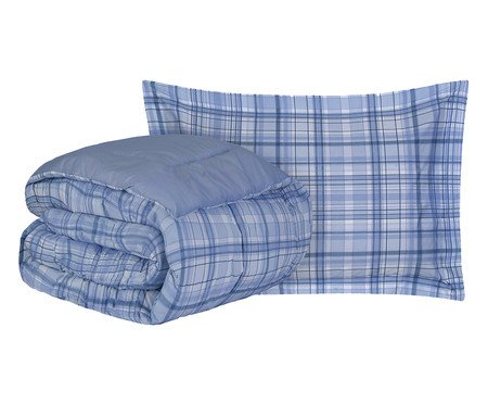 Jogo de Edredom Summer Comforter Xadrez London Azul