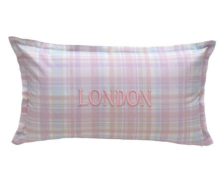 Capa de Almofada Bordada Xadrez London Rosa | Westwing