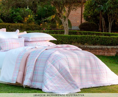 Jogo de Edredom Summer Comforter Xadrez London Rosa | Westwing