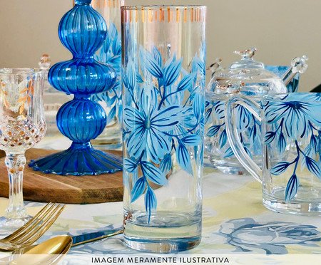 Jogo de Copos Long Drink Floral Azul | Westwing