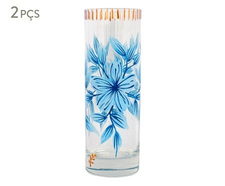 Jogo de Copos Long Drink Floral Azul | Westwing