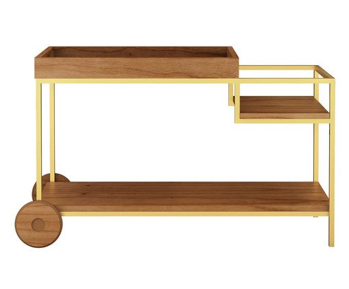 Carrinho Bar Wood Castanho e Dourado, wood pattern | WestwingNow