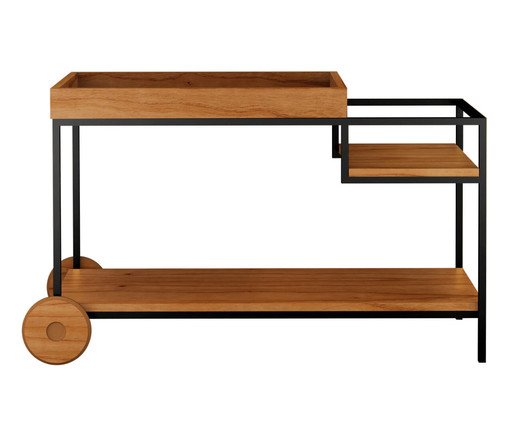 Carrinho Bar Wood Castanho e Preto, wood pattern | WestwingNow