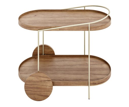 Carrinho Bar Edge Castanho e Champanhe, wood pattern | WestwingNow
