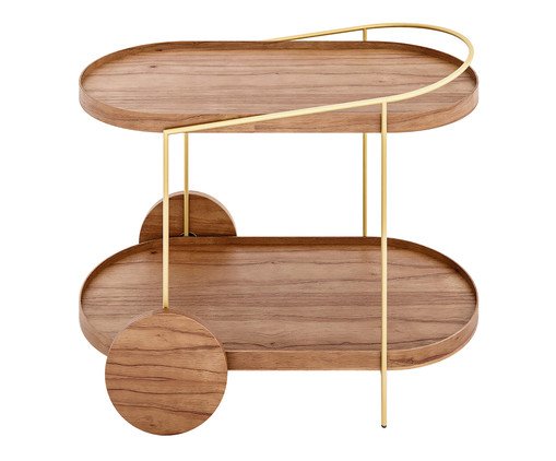 Carrinho Bar Edge Castanho e Dourado, wood pattern | WestwingNow