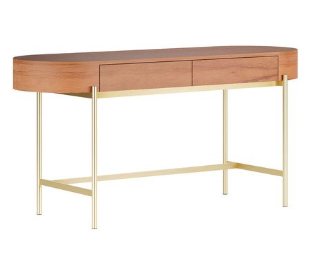 Escrivaninha Elipse Castanho e Dourado | Westwing