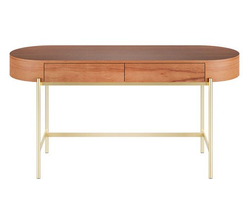 Escrivaninha Elipse Castanho e Dourado, wood pattern | WestwingNow
