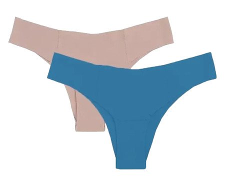 Kit Com 2 Calcinhas Biquíni Invisível Bege Camurça Azul Aura | Westwing