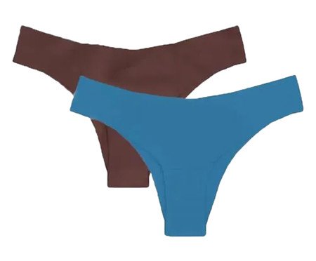 Kit Com 2 Calcinhas Biquíni Invisível Marron Avelã Azul Aura | Westwing