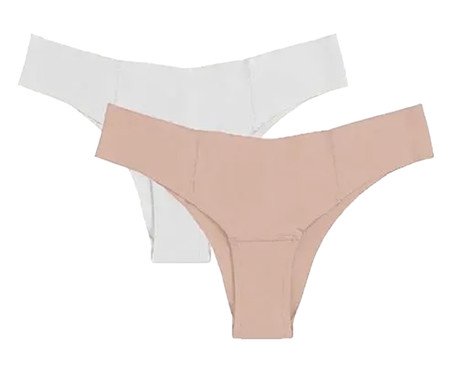 Kit Com 2 Calcinhas Biquíni Branco Com Bege Essence | Westwing