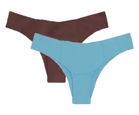 Kit Com 2 Calcinhas Biquíni Invisível Marron Avelã Azul Reflexo | Westwing