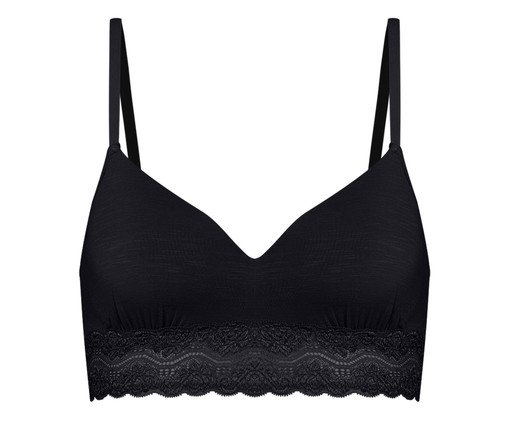 Sutiã Triângulo Com Bojo Em Modal E Detalhe Em Renda Preto, black | WestwingNow
