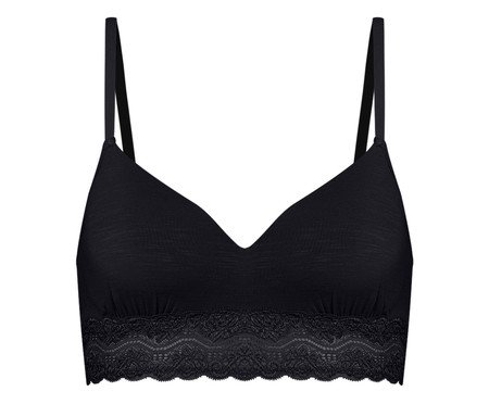 Sutiã Triângulo Com Bojo Em Modal E Detalhe Em Renda Preto