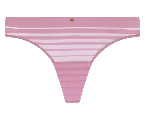 Calcinha Fio Dental Em Tule Listrado E Microfibra Rosa Natural, pink | WestwingNow