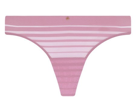 Calcinha Fio Dental Em Tule Listrado E Microfibra Rosa Natural | Westwing