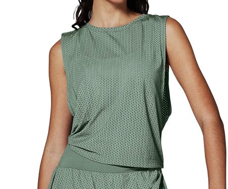 Regata Cropped Em Tela Verde Shark