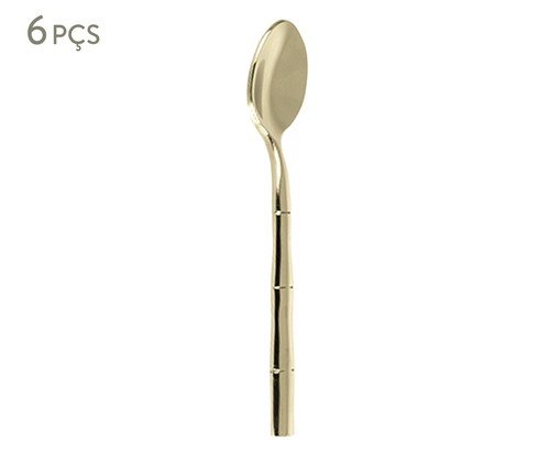 Jogo de Colheres para Café em Inox Steel Wood Champanhe, Dourado | WestwingNow