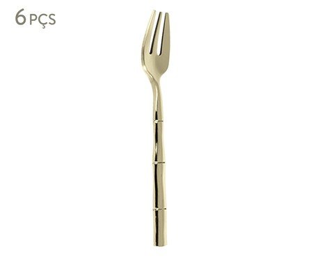 Jogo de Garfos para Bolo em Inox Steel Wood Champanhe | Westwing