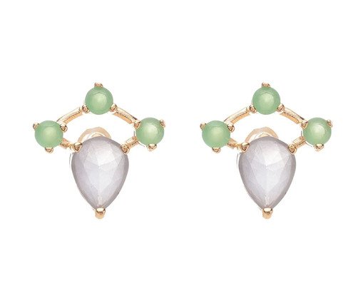 Brinco Gold Raquel Schiavon com Cristais Ametista e Peridoto, Dourado | WestwingNow